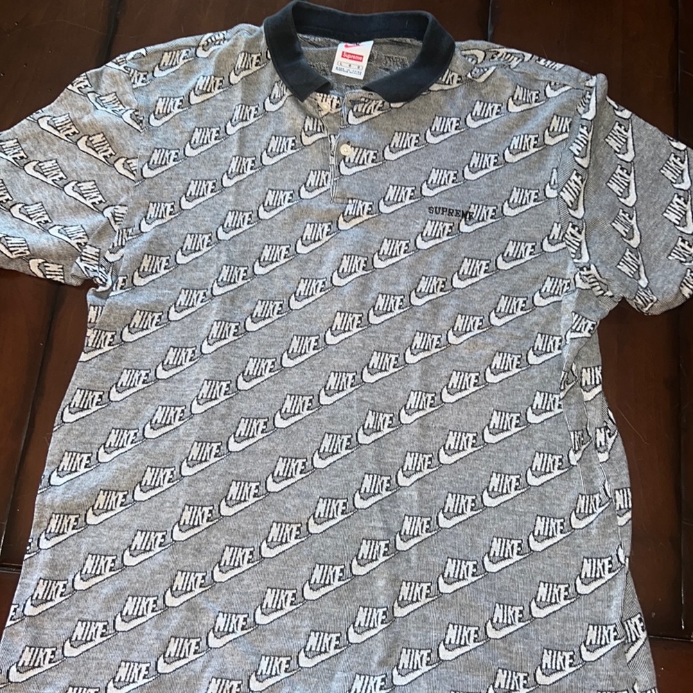 Supreme Gray and Black Polo Shirt